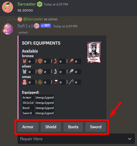 Card Stats Equipping